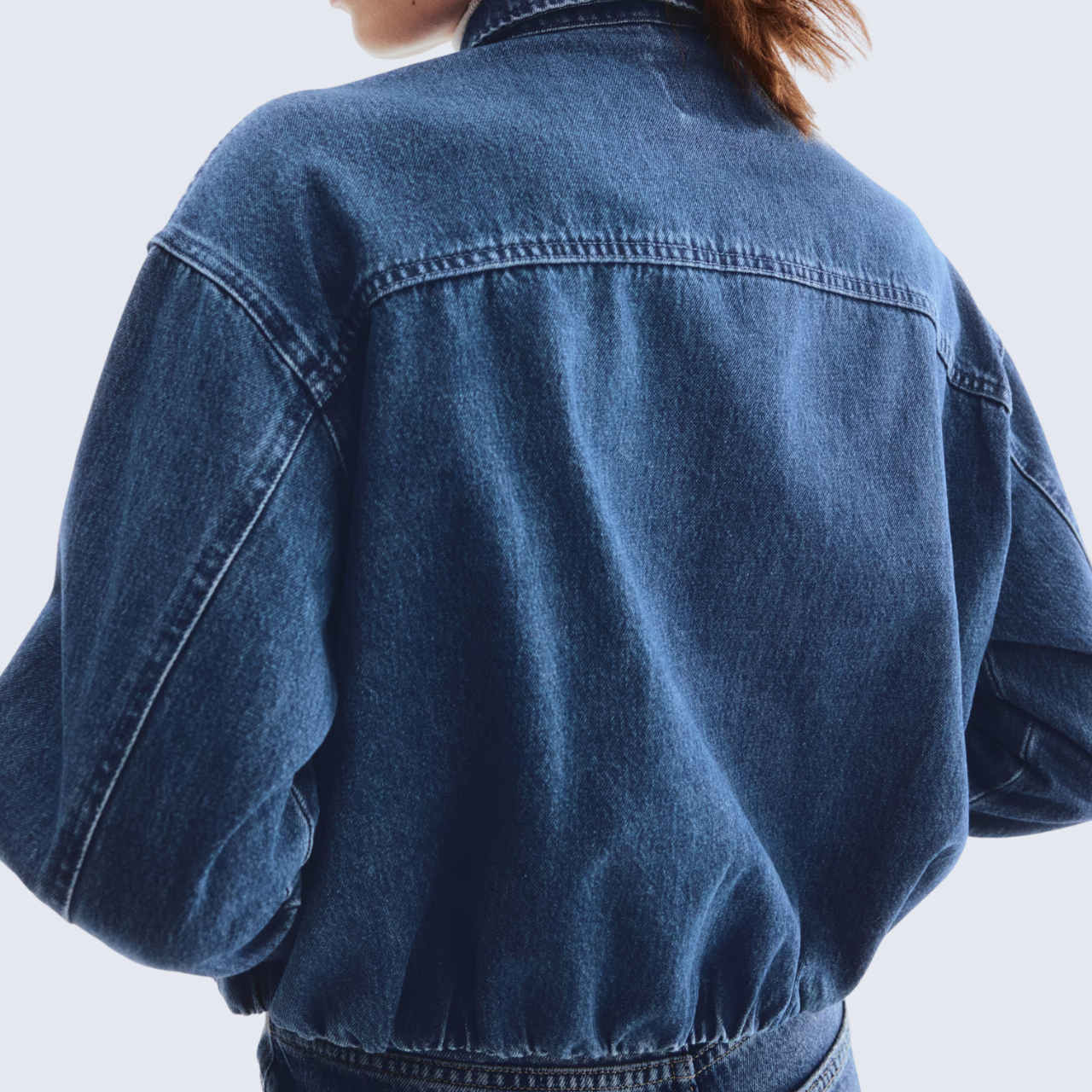 Zip-Up Cropped Denim Jacket