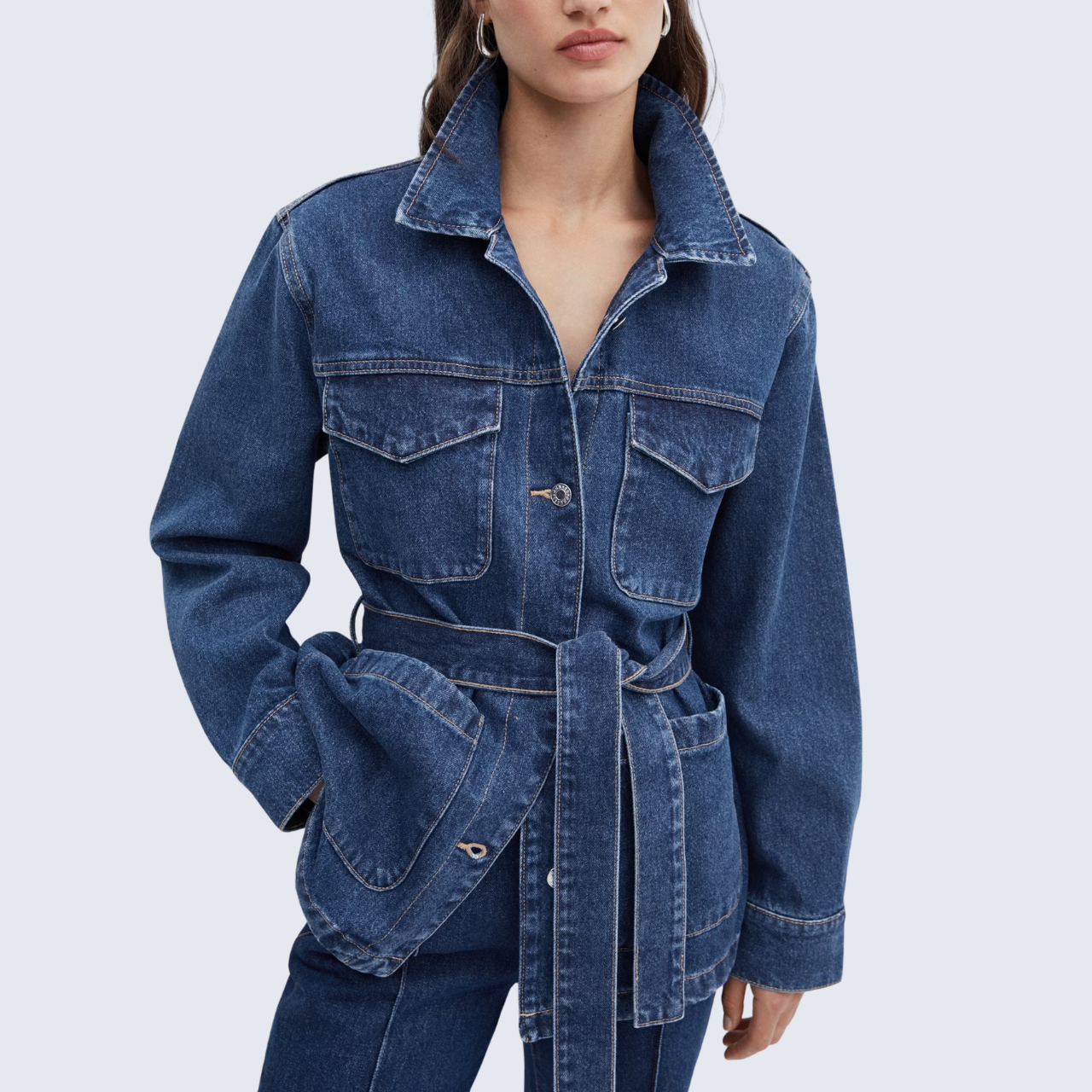 Tie-Waist Denim Jacket
