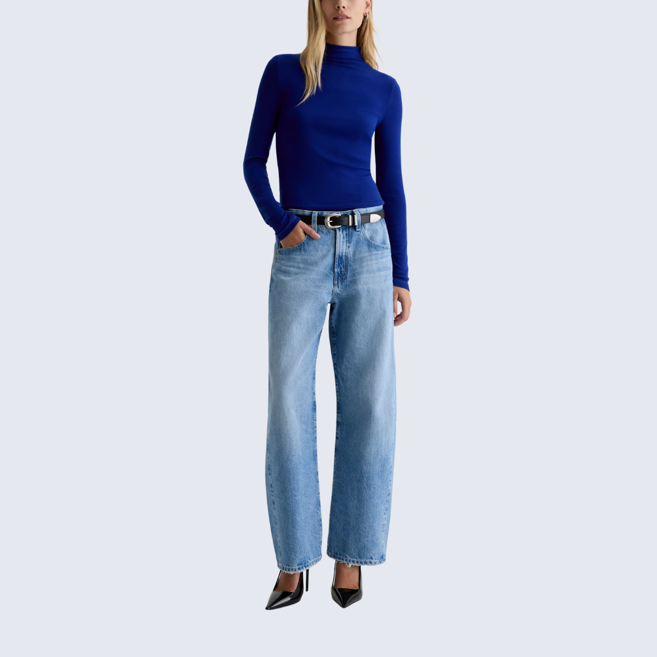 High Rise Barrel in Soft Blue Jean