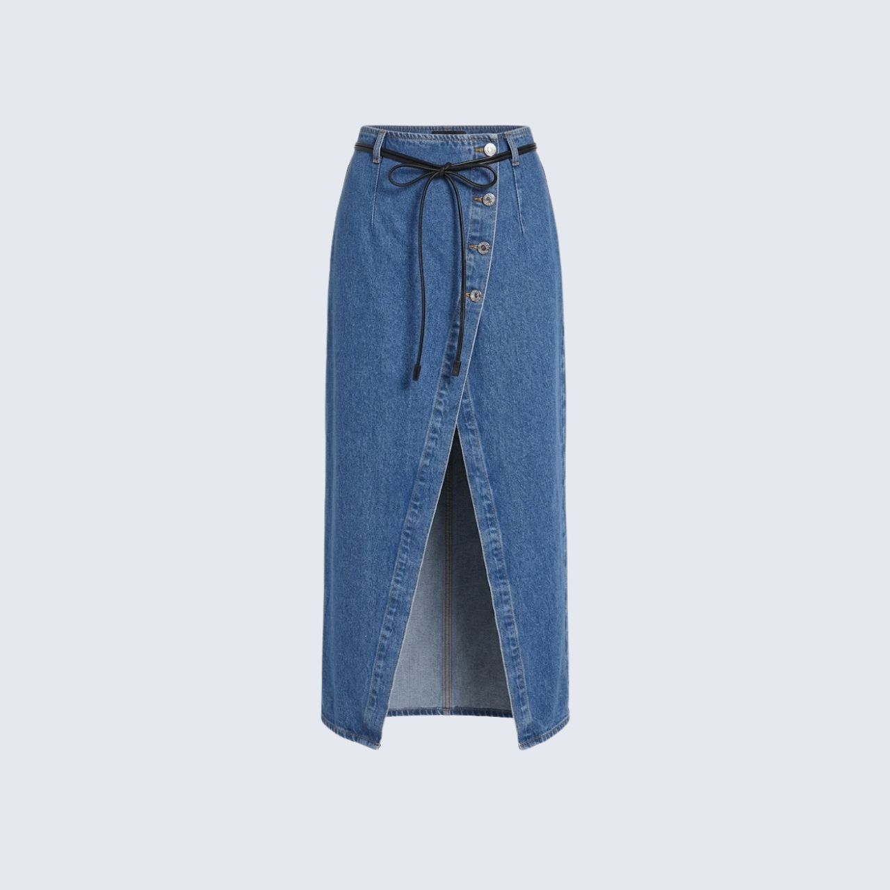 Button Front Denim Skirt