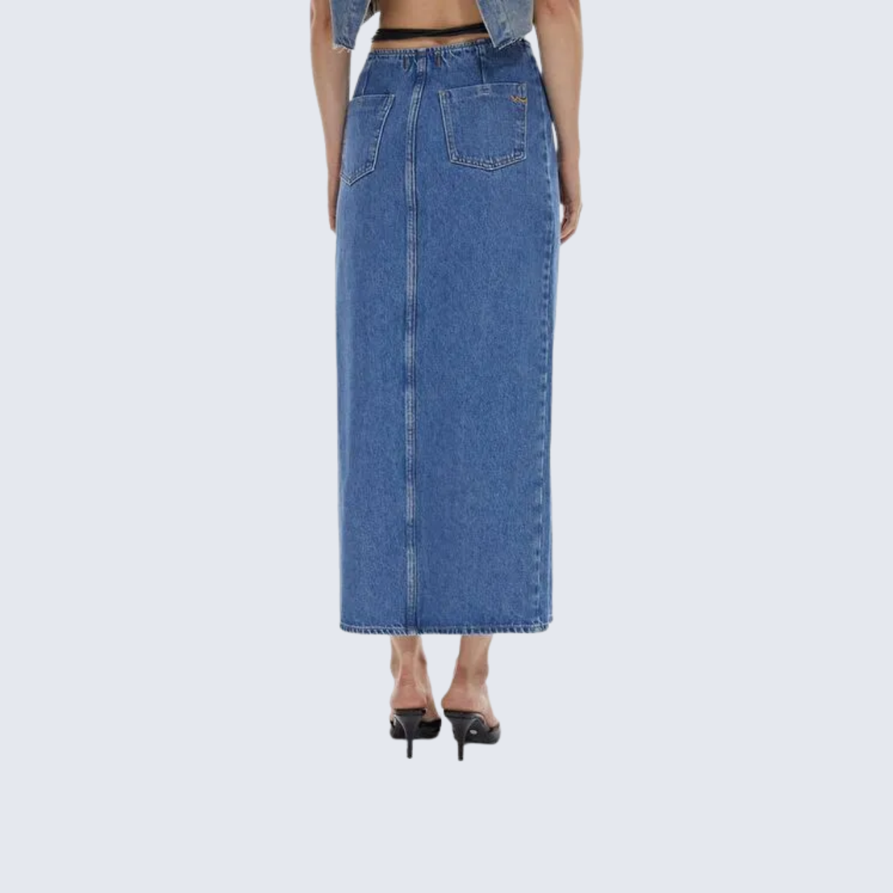 Button Front Denim Skirt