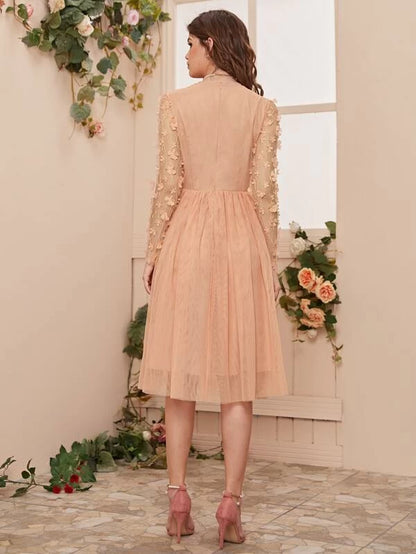 Belle 3D Applique Mesh Overlay Dress