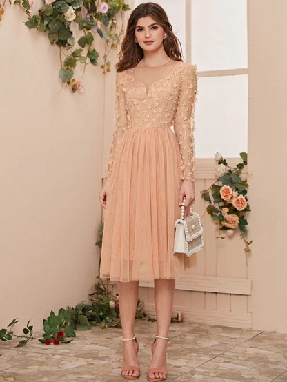 Belle 3D Applique Mesh Overlay Dress