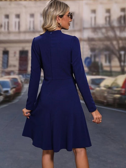 Mock Neck Button Detail Dress
